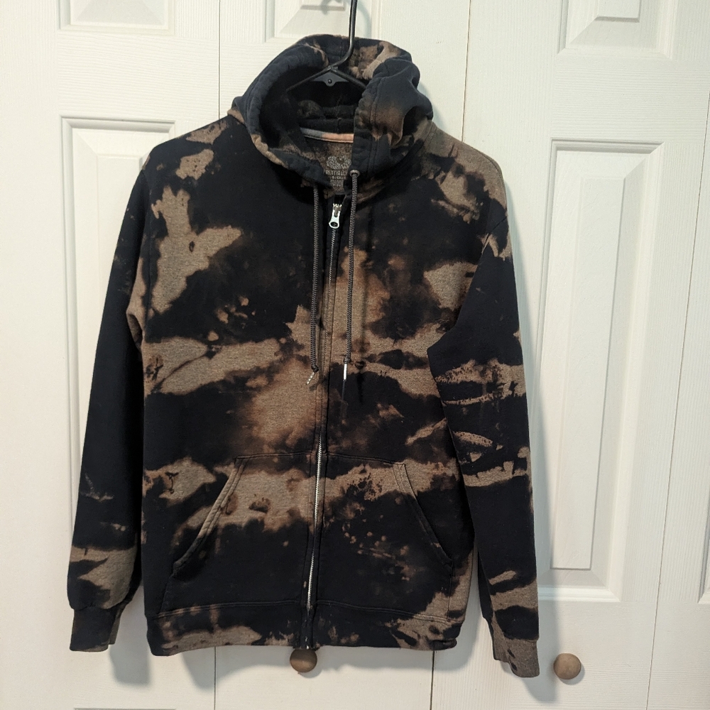 Hooded tie dye zip up sweatshirt